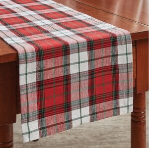 Threshold Red and Green Plaid Table Runner Size 72"×14"